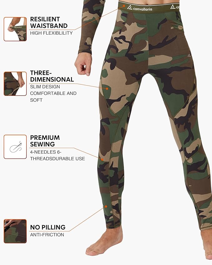 CL convallaria Thermal Underwear Long Johns Set Mens Winter Gift Hunting Gear Sport Base Layer Bottom Top