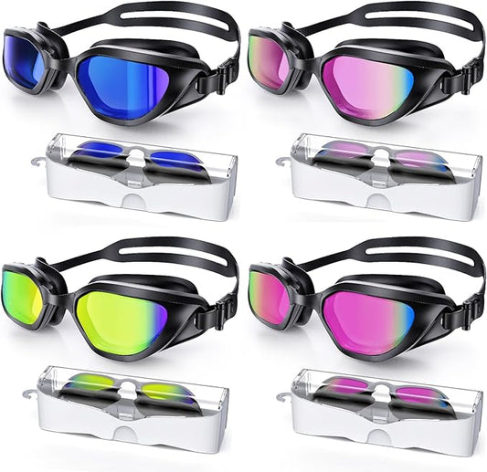 Swim Goggles, Unisex Adult Swimming Goggles Upgraded Anti Fog Anti UV No Leakage Wide View for Men Women Youth