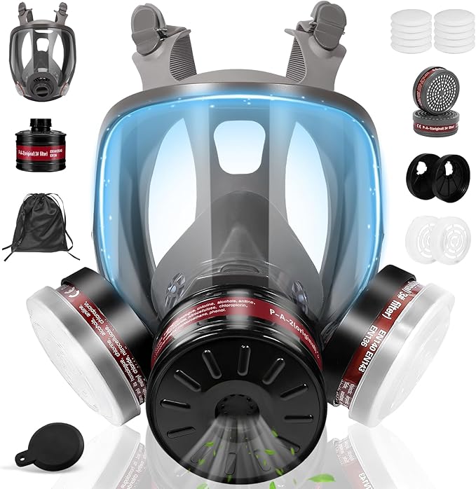 Respirator Mask, Reusable Face Respirators with Filters, Gas Masks Against Chemicals/Organic Vapor/Formaldehyde