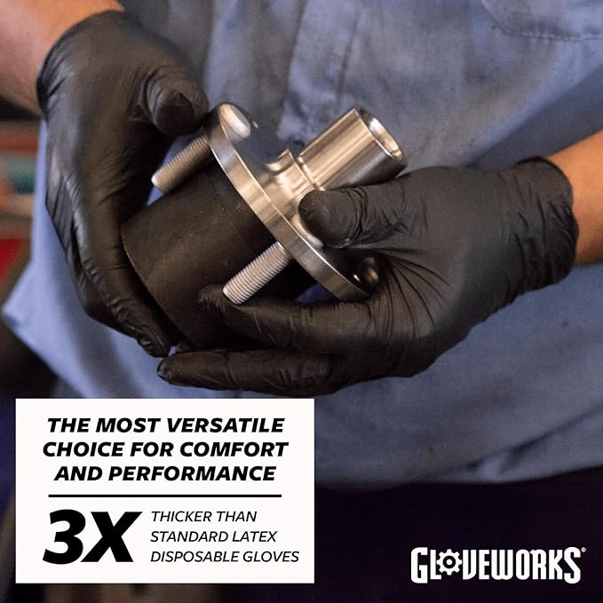 GLOVEWORKS Black Nitrile Gloves, Disposable, Latex Free, 5 Mil
