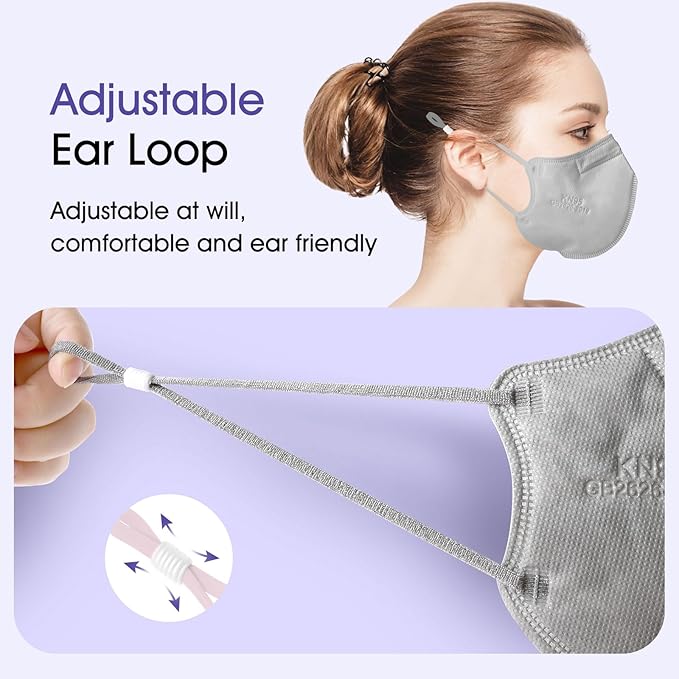 KN95 Adjustable Masks 25 Pack, Individually Wrapped Disposable Masks with Adjustable Ear Loops
