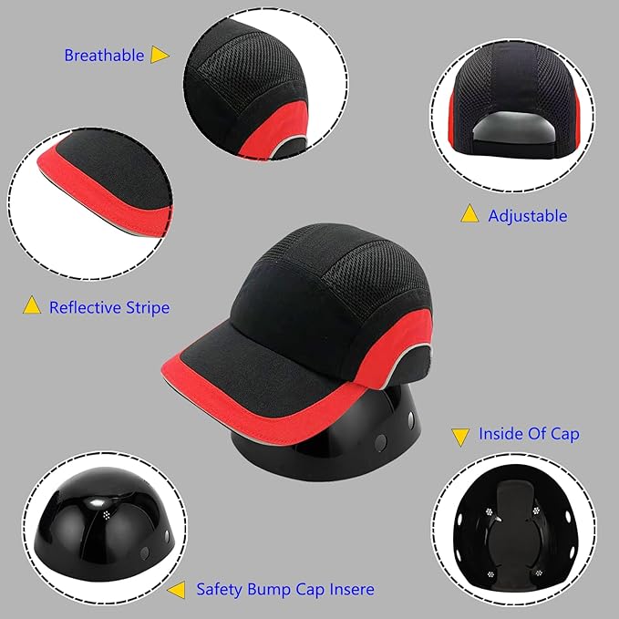 Lightweight Hard Hat Safety Bump Cap Safety Hard Hat Head Protection Cap Breathable Baseball Hat Style Comfortable Head Protection Hat for Work