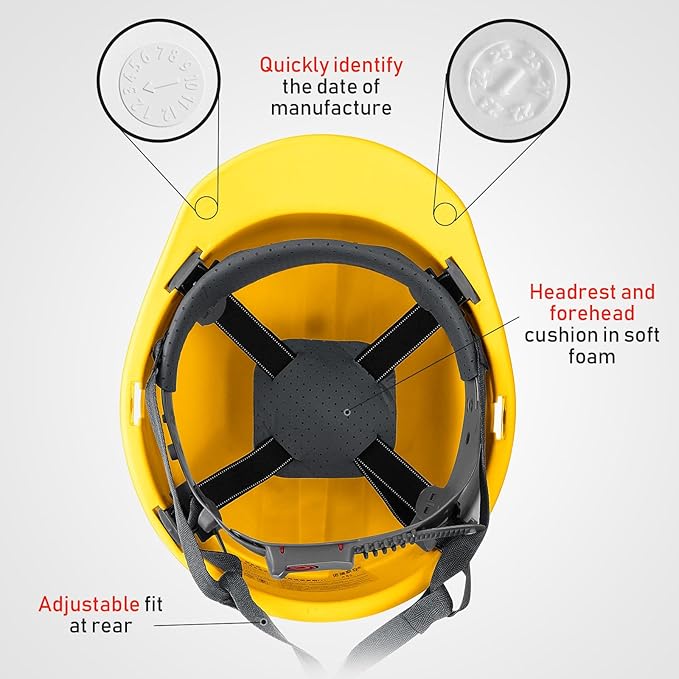 Leumoi 10 Pcs Suspension Hard Hat, Construction Hard Hat for Safety, Ratchet Cap Style with Self Adjusting Crown Straps for Man Woman
