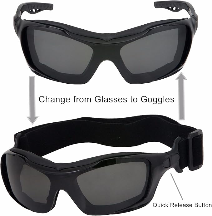 WYND Blocker Motorcycle Riding Glasses Extreme Sports Wrap Sunglasses (Black/Smoke)
