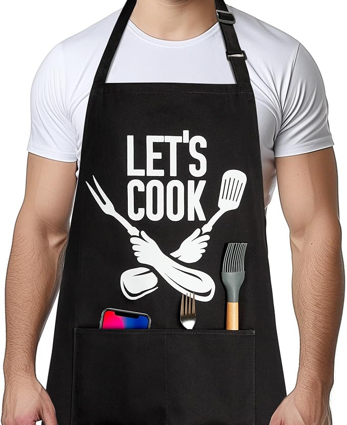 Syntus Chef Apron for Men Women Kitchen Cooking Apron with Pockets, Adjustable Bib Aprons Stain Resistant, 1 Pack