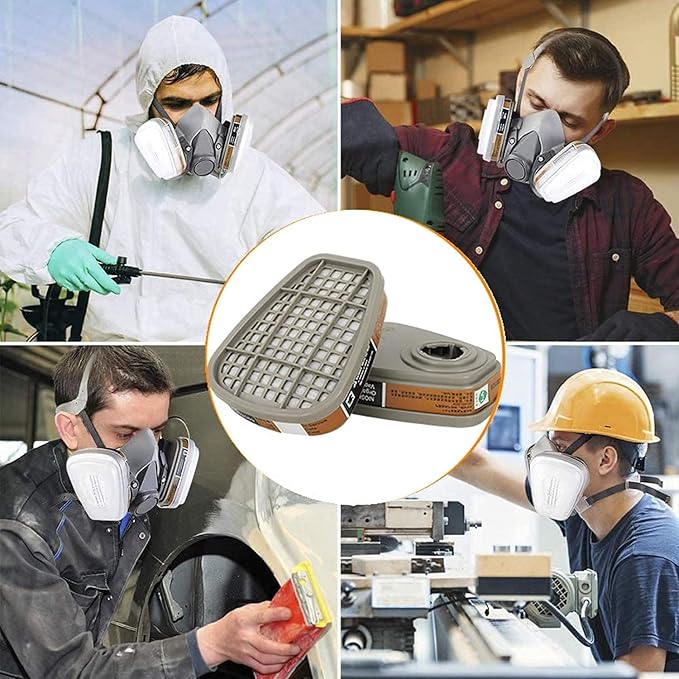 ANUNU 6001 Filter Cartridges for Respirator, Dust Gas Organic Vapor Activated Carbon Cartridges Replacement Filters Set Compatible with 6100, 6200, 6502, 6800, 7502 Respirator