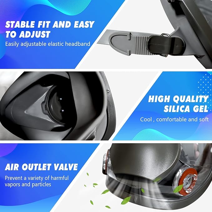 2 Set 6800 Full Face Gas Mask - Anti-fog, Dust-proof Respirator with 2097 & 6001CN Filters Protection for Painting, Chemicals, Polishing, Welding