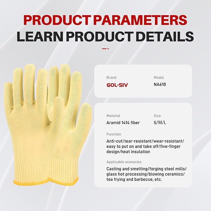 Heat Cut Resistant Gloves,Aramid Oven Gloves with Fingers,Heat Resistant Up to 450°F, Thick Knit Design,Machine Washable - Grill Mitts for Men & Women(Aramid, Medium)