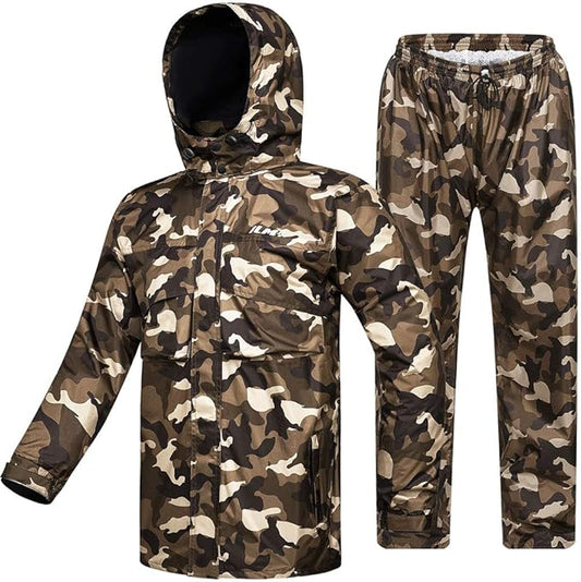 ILM Motorcycle Rain Suit for Men Waterproof Resistant Raincoat 6 Pockets 2 Pieces Packable Rainwear Jacket and Pants Model RS02