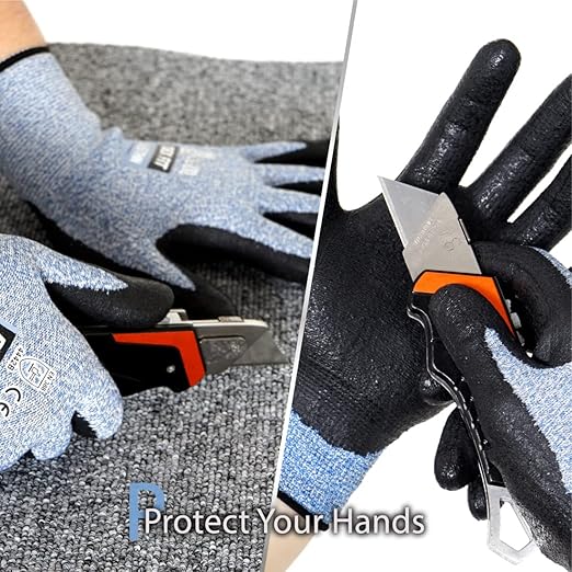 DEX FIT A5 Precision Cut Resistant Gloves Cru553 Thin - 1 Pair, Firm Grip, 3D-Comfort Fit, Lightweight & Durable, Nitrile Anti-Slip Palms,Touchscreen Compatible for Precision Assembly; Blue S (7)