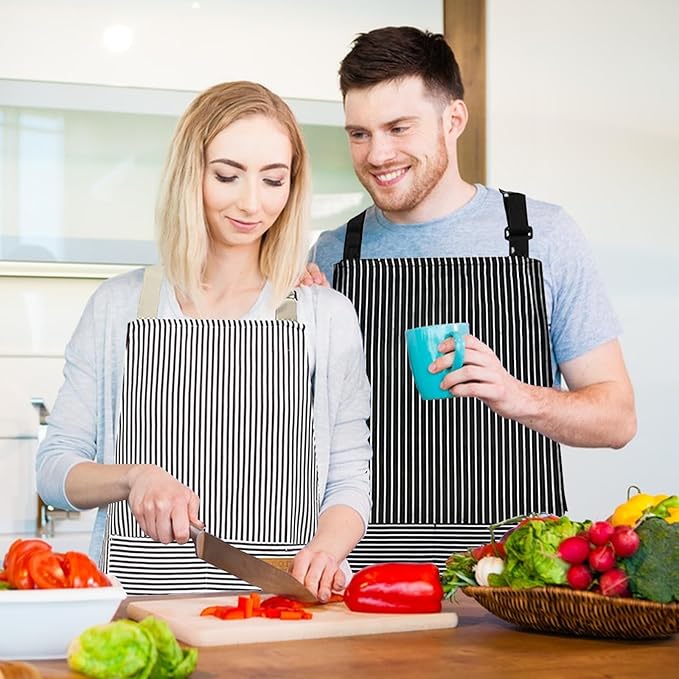 2 Pack Aprons for Women with Pockets, Kitchen Cooking Apron for Men,Waterproof Apron Suitable for Chefs, Waiters, Baking, and Nail Technicians