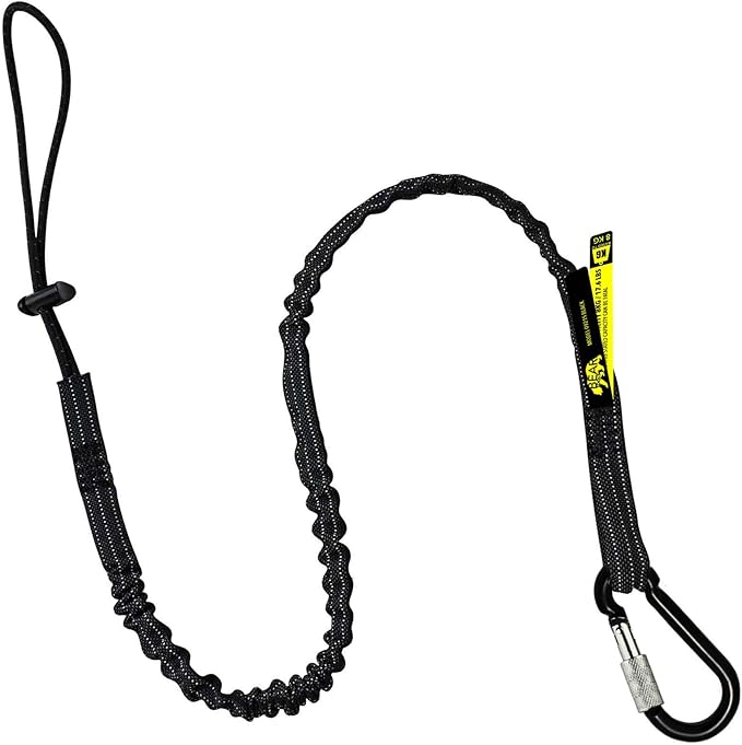 BearTOOLS Tool Lanyard with Single Connector and Adjustable Loop End, Standard Length, Maximum Weight Limit 8KG / 17.6lb, Aluminum Screw Lock Connector with Shock Cord Stopper, 0921S (1 Pack)