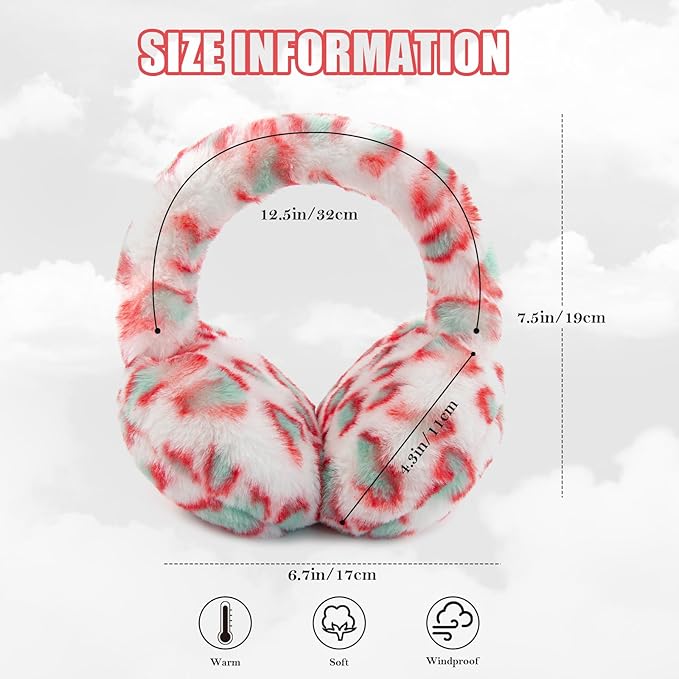 Winter Ear Muffs for Women Girls Faux Fur Cute White Earmuffs Fluffy Ear Warmers Foldable Ear Covers Outdoor