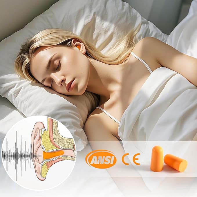 10Pairs Foam Earplugs, Noise Cancelling Ear Plugs for Sleeping Hearing Protection for Shooting Range, Work, Travel,Concert Orange
