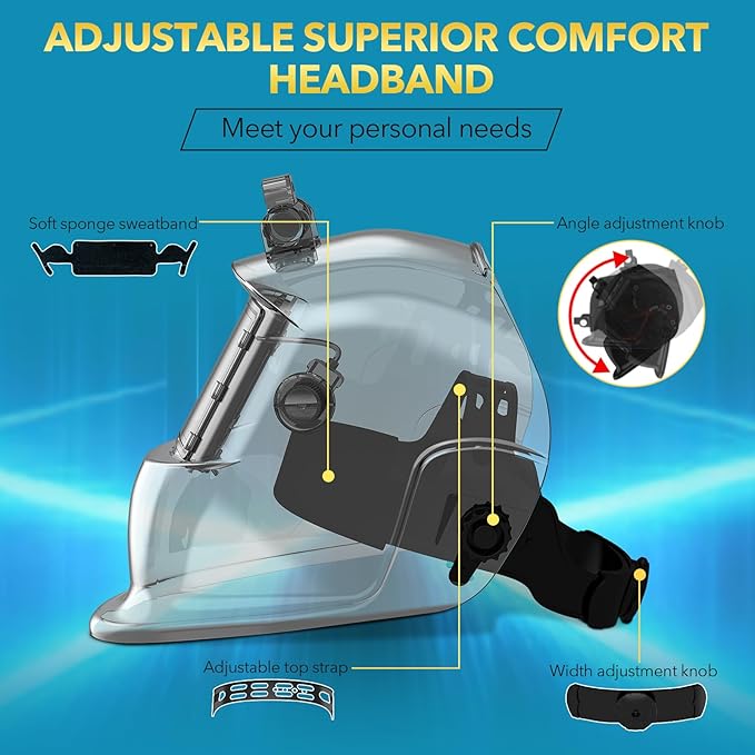 Welding Helmet with Light True Color Auto Darkening Welding Helmets for Men Solar Powered Welding Hood with 2 Arc Sensor Wide Shade 4/9-13 for TIG MIG ARC Cool Welder Mask (TRQ-HS01)