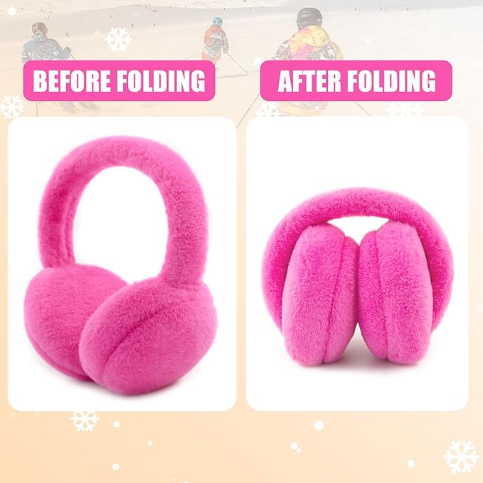 Kids Winter Earmuffs Baby Warm Ear Muff Girls Cute Furry Ear Warmers Boys Foldable Ear Covers for Cold Weather