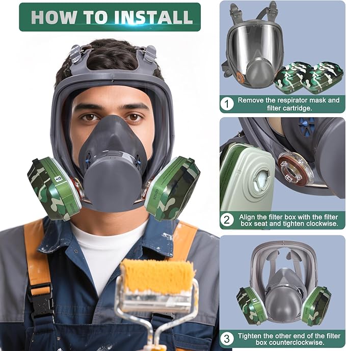 60926 Respirator Cartridges(5 Pairs), 60926 Filter Cartridges for Filtering Organic Vapors, Acid Gases, Ammonia Methylamine, Formaldehyde - Respirator Filters for 6000, 7000 Series