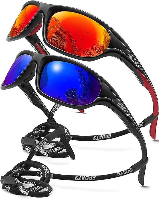 Polarized Sports Sunglasses for Men,TR90 Unbreakable Frame Sunglasses for Fishing Driving Cycling UV400 Protection