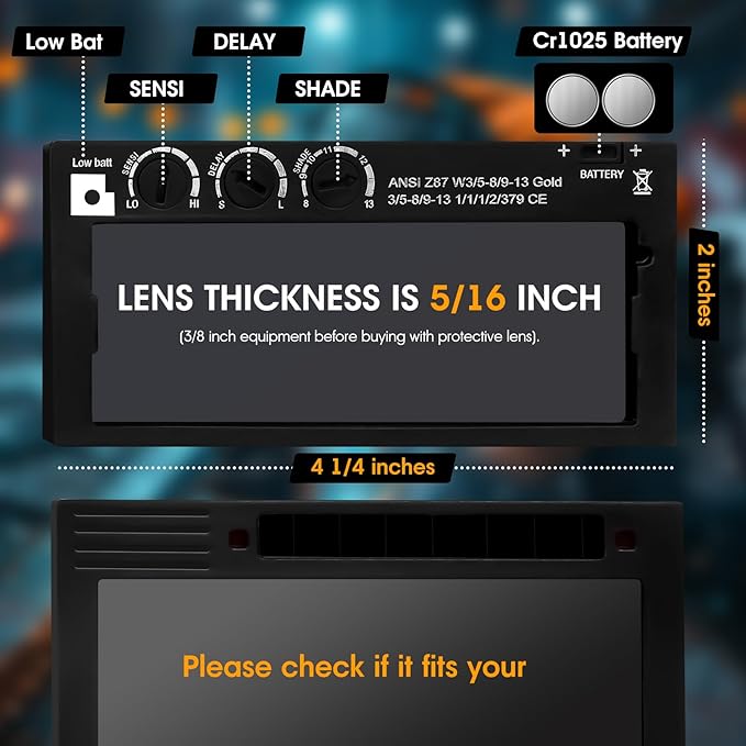 2x4 Auto Darkening Welding Lens with Variable Shade 8-13, 2x4 1/4 HD Welding Lens Replacement for Pancake, Pipeliner Welding Hoods, Standard Welding Helmets (Thickness 5/16 Inch)