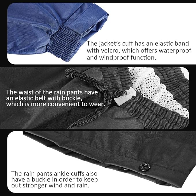 ILM Motorcycle Rain Suit for Men Waterproof Resistant Raincoat 6 Pockets 2 Pieces Packable Rainwear Jacket and Pants Model RS02