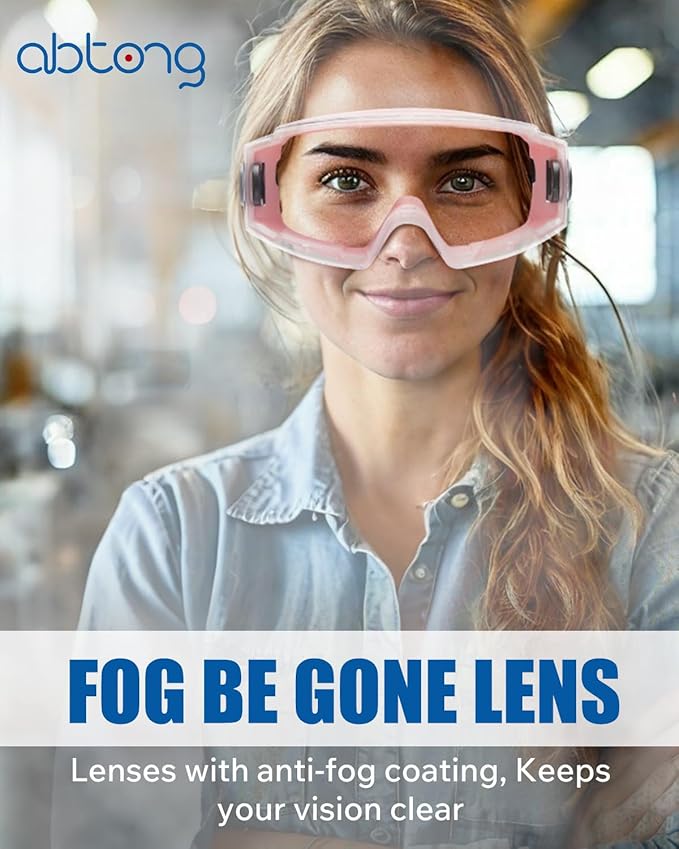 Safety Goggles Over Glasses with Anti-Fog Clear Lens, Eye Protection for Lab Work & Industrial Use - ANSI Z87.1 Certified - Impact Resistance, Chemical Splash, Adjustable Strip - Men & Women