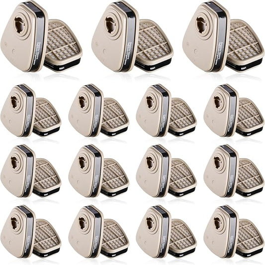 15 Pair 6001 Filter Cartridges for Respirator, Respirator Cartridges & Filters - Against Organic Vapor/Chemical/Paint, Respirator Filters Compatible with 6200, 6800, 6502, 7502, 4008 Series