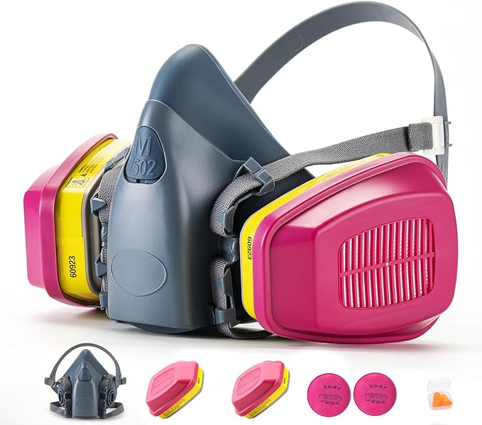 RANKSING Reusable Respirator Mask 7502 with 2097 Filter and Cartridges Half Gas Mask for Painting,Spraying,Polising and More