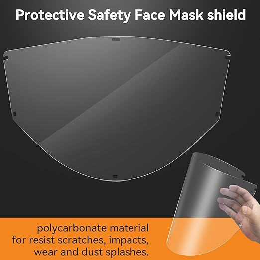 Feekoon 1 Pack Replacement Window Compatible with Jackson Safety MAXVIEW Premium Face Shield Mask, Face Shield Replacement Lens for Grinding, Cutting, Clear Tint, Polycarbonate, Uncoated