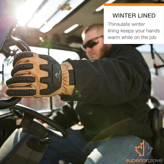 Superior Glove Endura Cut and Impact Resistant Leather Work Gloves – Insulated for Cold Winter Temperatures – 378KGTVB X-Large (Pack of 1 Pair)