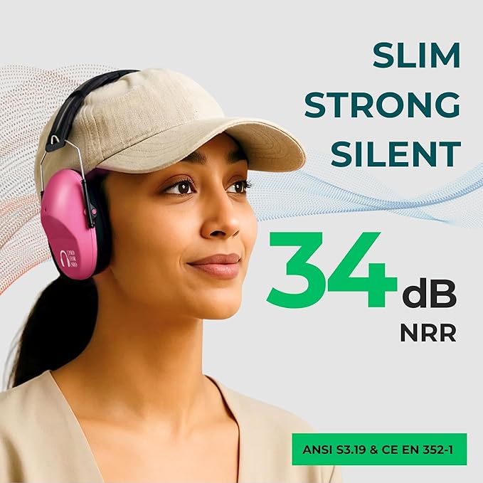 Pro For Sho 34dB NRR Hearing Protection Ear Muffs - Highest NRR in Compact Design, Ear Protection for Shooting, Mowing, Work