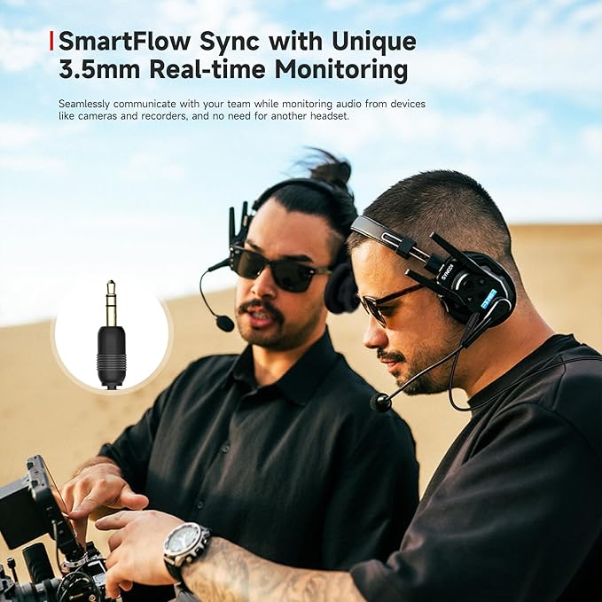 SYNCO Xtalk XMax1 Full-Duplex Wireless Intercom Master/Remote Double-Ear Headset (2.4 GHz) Random Master Device Design for Team Communication,Movie Shoot,Live Show Stage Performance (1PCS)