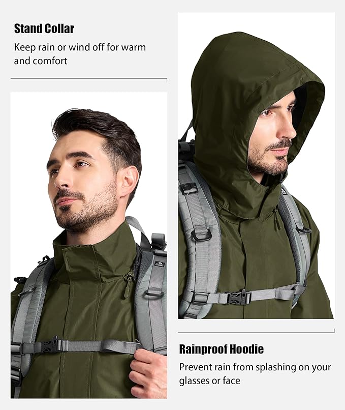 SWISSWELL Mens Women Rain Suit Rain Jacket and Pants Waterproof Lightweight Windbreaker with Detachable Hood for Golf Fishing