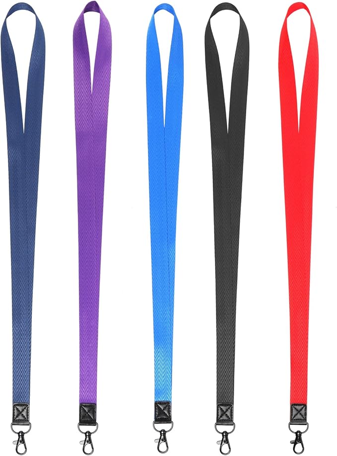 YOUOWO Lanyards Multicolour 5 Pack Neck lanyard Cute For Office ID Badge Holder Keys Cruise,Black Metal Hook,Navy Blue