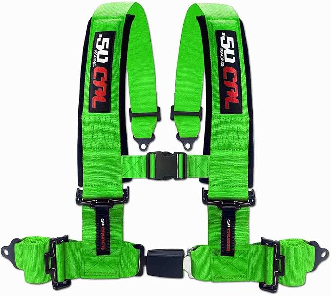 Green 4 Point Harness for Bucket Seat, Push Button Release, 10 Color Options, Racing Harness, Race Car, Off Road Vehicle, UTV, RZR (1 Unit) [6047]