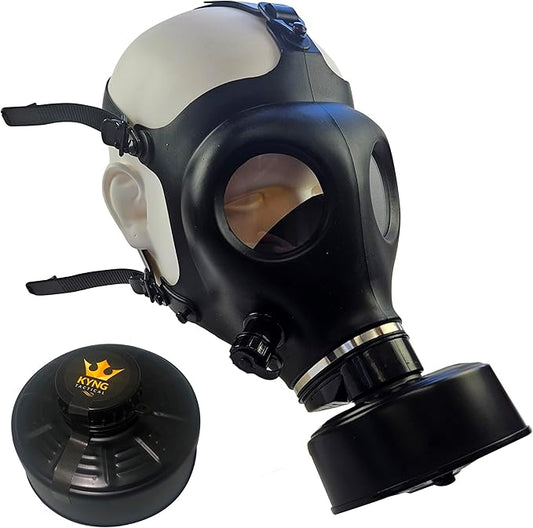 KYNG Israeli Rubber Respirator Style Mask Protection w/Premium Black KYNG 40mm Premium FILTER Canister For Industrial, Chemical Handling, Halloween, Painting, Welding, Prepping, Emergency Preparedness