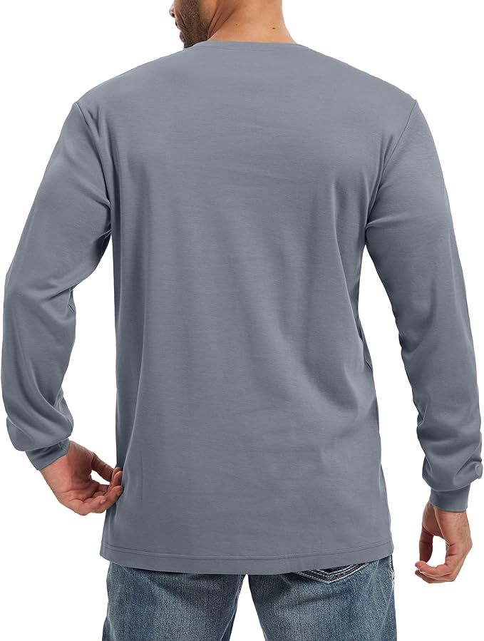 WORKWEYA Men's FR Shirts 6.5oz Lightweight Long Sleeve Flame Resistant T-Shirt NFPA 2112/CAT2