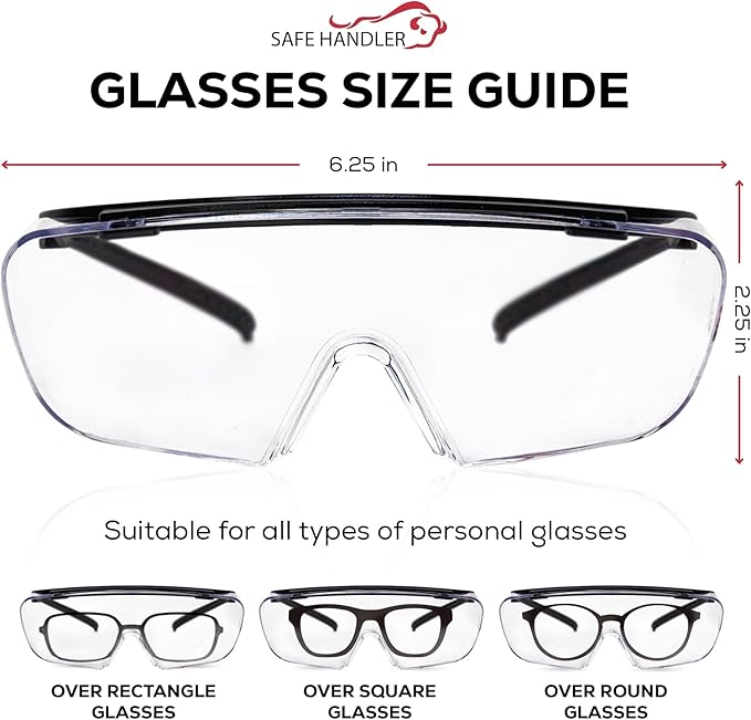 Duarte Premium Over Glasses 3 PAIRS | ANSI Z87.1, Impact Resistant Polycarbonate Lens, UV400, Anti-Fog & Anti-Scratch, Box of 3