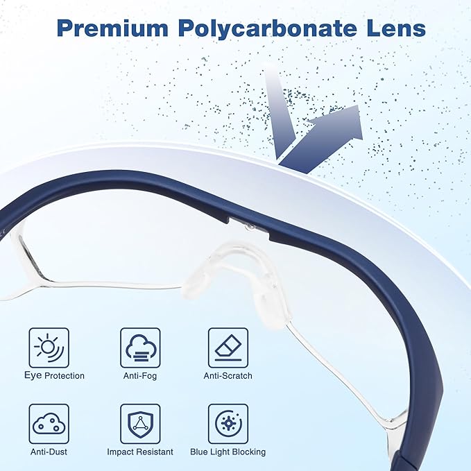 WORKPRO 3 pack Safety Glasses Z87.1 Anti Fog Eye Protection Safety Goggles Ideal for Lab Travel Dental Carpentry Construction