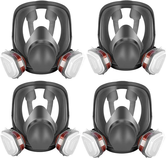 Full Face Respirator Mask: 6800 Gas mask Respirator Mask with Filters 6001 - Dust Mask Anti Fog Against Organic Vapor Fumes Gases for Spray Paint Chemicals Epoxy Resin Welding Sanding（4 pcs）