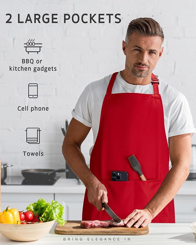 Syntus Chef Apron for Men Women Kitchen Cooking Apron with Pockets, Adjustable Bib Aprons Stain Resistant, 1 Pack