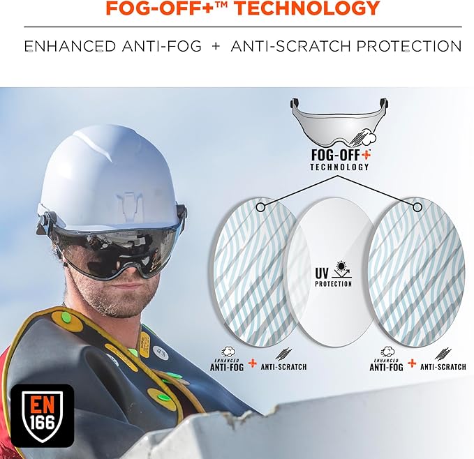 Ergodyne Skullerz 8975V Class C Safety Helmet with Visor, Anti-Fog Clear Lens