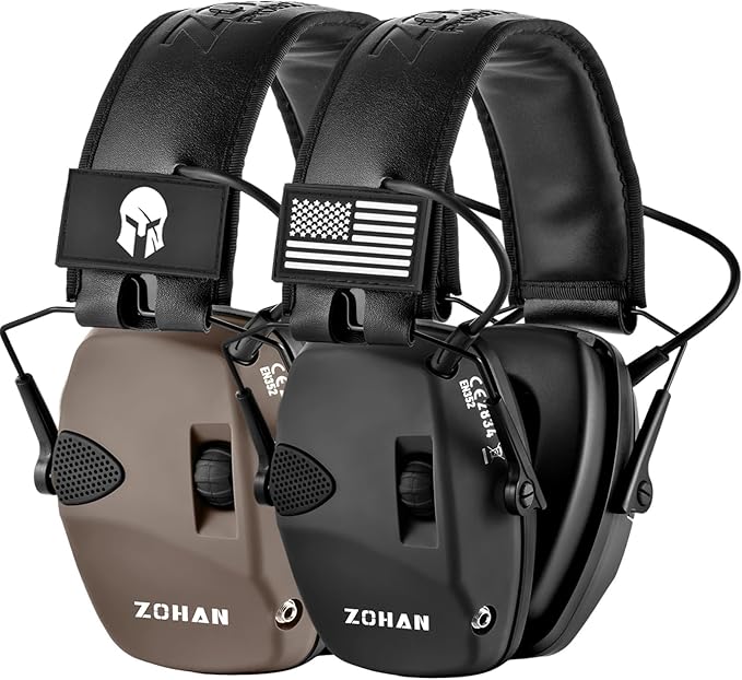 ZOHAN Electronic Shooting Earmuffs, Hearing Protection Shooters, NRR 23dB Noise Reduction Gun Range Ear Protection Headphones