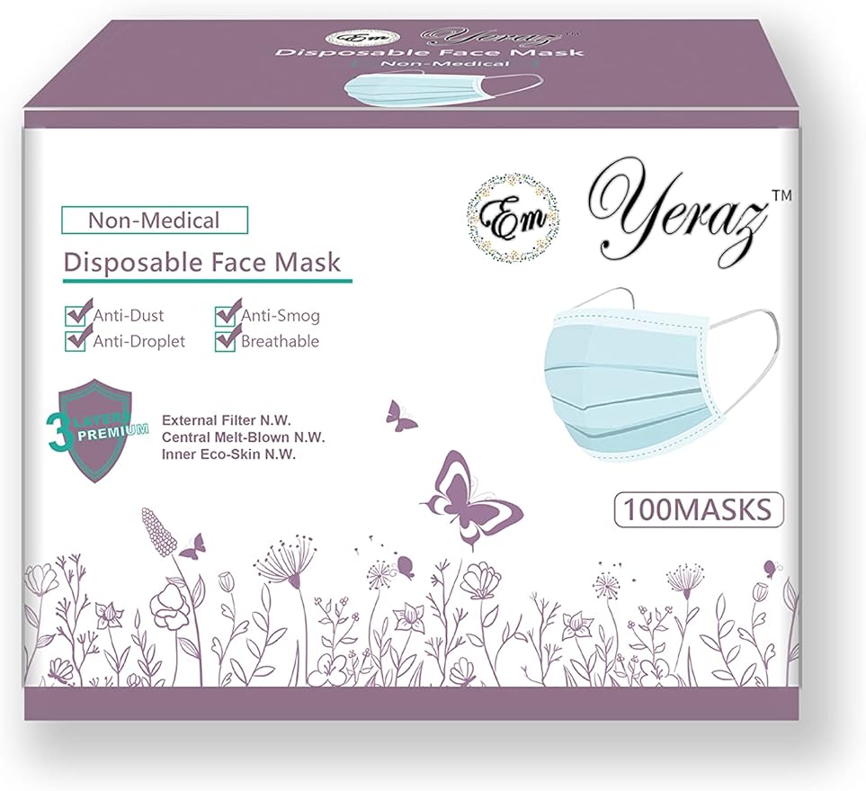 100 PCS 3 Ply Blue Disposable Face Mask Filter Protection Face Masks.