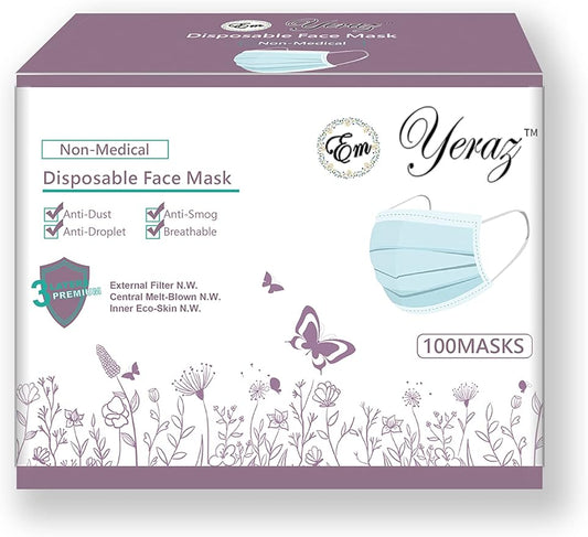 100 PCS 3 Ply Blue Disposable Face Mask Filter Protection Face Masks.