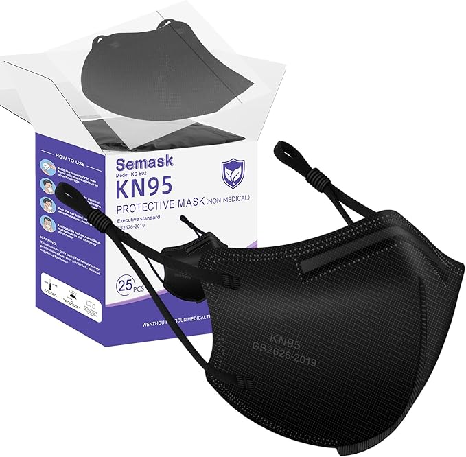 KN95 Adjustable Masks 25 Pack, Individually Wrapped Disposable Masks with Adjustable Ear Loops