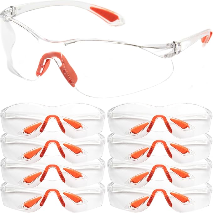 8 Pack Safety Glasses Anti Fog Scratch Safety Clear Lenses Eye Protection working Glasses Protective Equipment Security Eyewear for Welding Outdoor Construction Laboratory Chemicals
