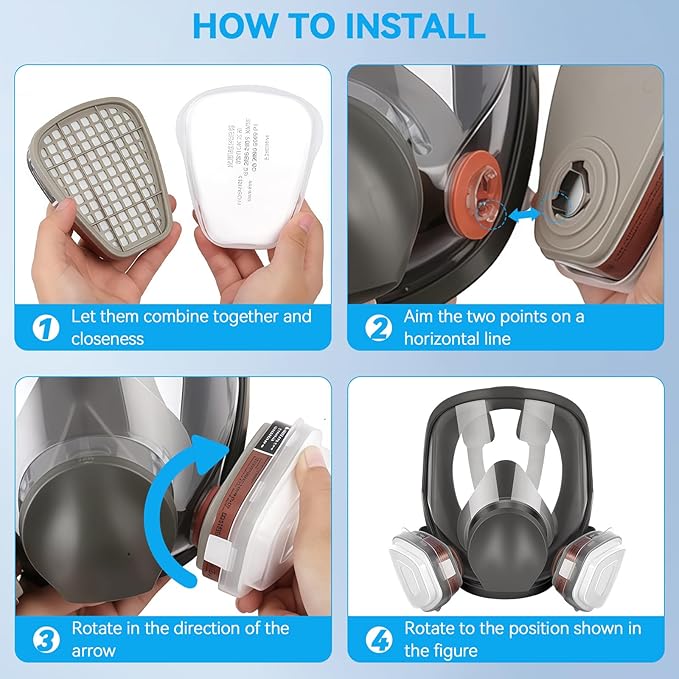 Full Face Respirator,Reusable Respirator Mask with Filters,Gas Mask,Organic Vapor Mask for Anti-fog,Painting, polishing, logging, welding, Against Dust, Staining, Sanding & Cutting