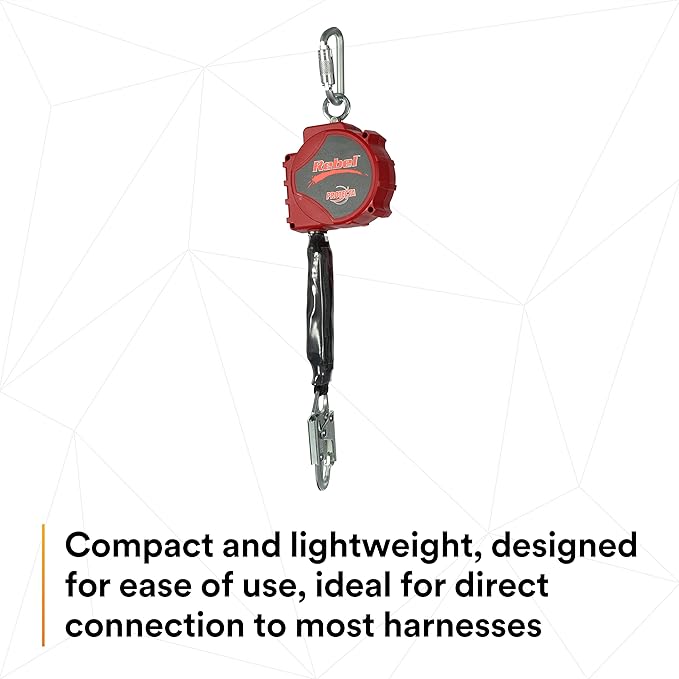 3M DBI-SALA 20' PROTECTA Rebel Single Leg Self-Retracting Polyester Web Lifeline with Steel Snap Hook, Swiveling Anchorage and Anchorage Carabiner,3100431,Red/Black