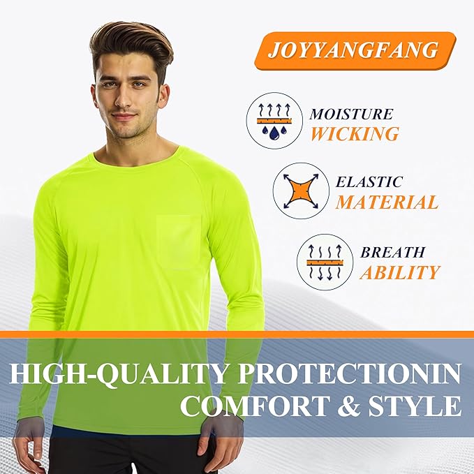 Safety T Shirts High Visibility Hi Vis Long Sleeve Performance Athletic T-Shirts Multipack
