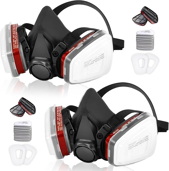 Respirator Gas Mask With 6001 Filters, Gas Masks Survival Nuclear and Chemical for Painting, Organic Vapors